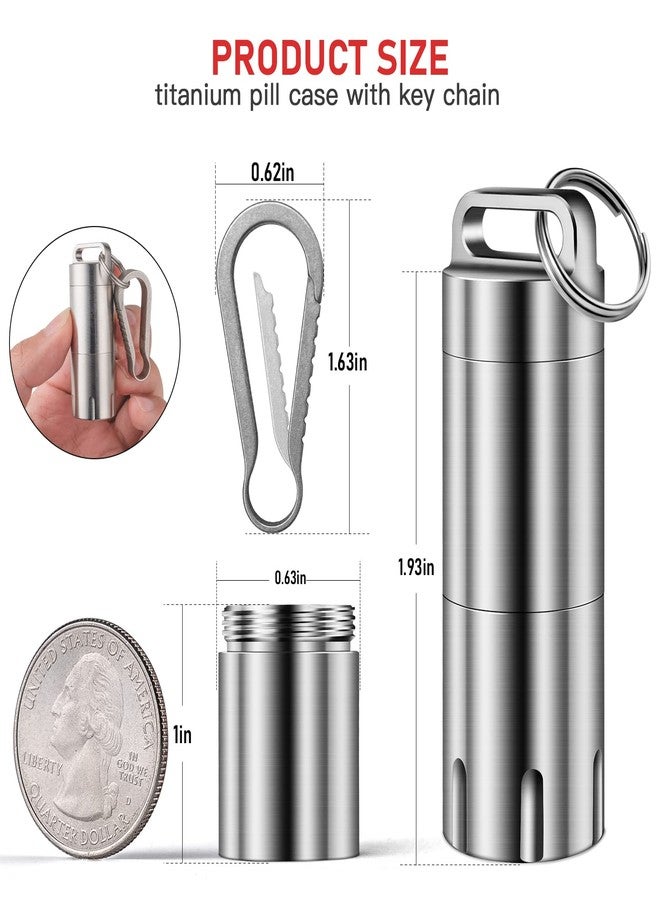 TISUR Titanium Small Pill Holder Keychain, Portable Pill Case Waterproof Pocket Pill Box Container Carrier to Hold Pills, Vitamins, Fish Oil, Supplements - Image 2